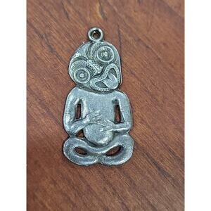 Sterling Silver Maori Hei Tiki Charm Pendant Vintage New Zealand